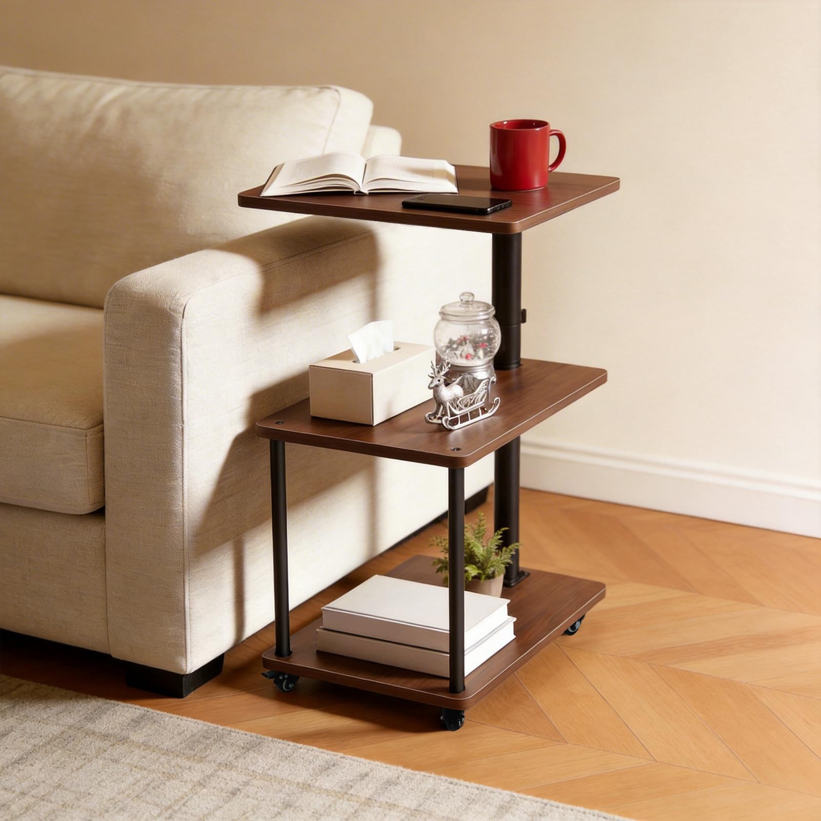 Bingyouth walnut-look finish adds warm style to the living room.