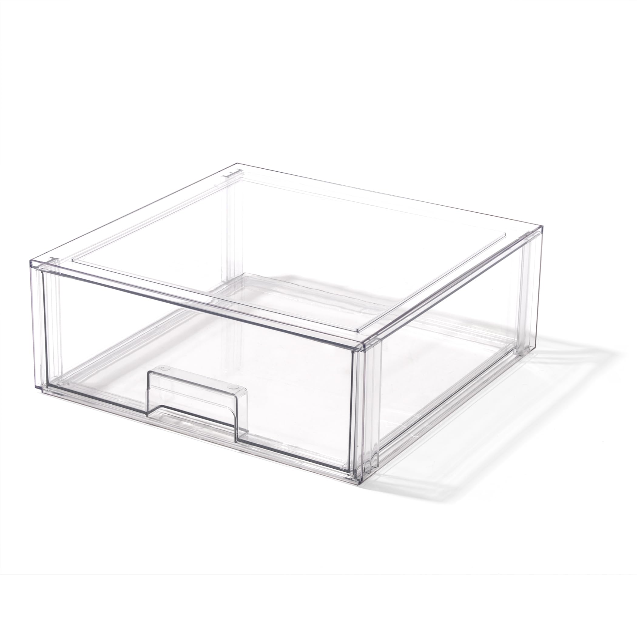 BINO Clear XL Stackable Drawer on a pantry shelf for easy visibility