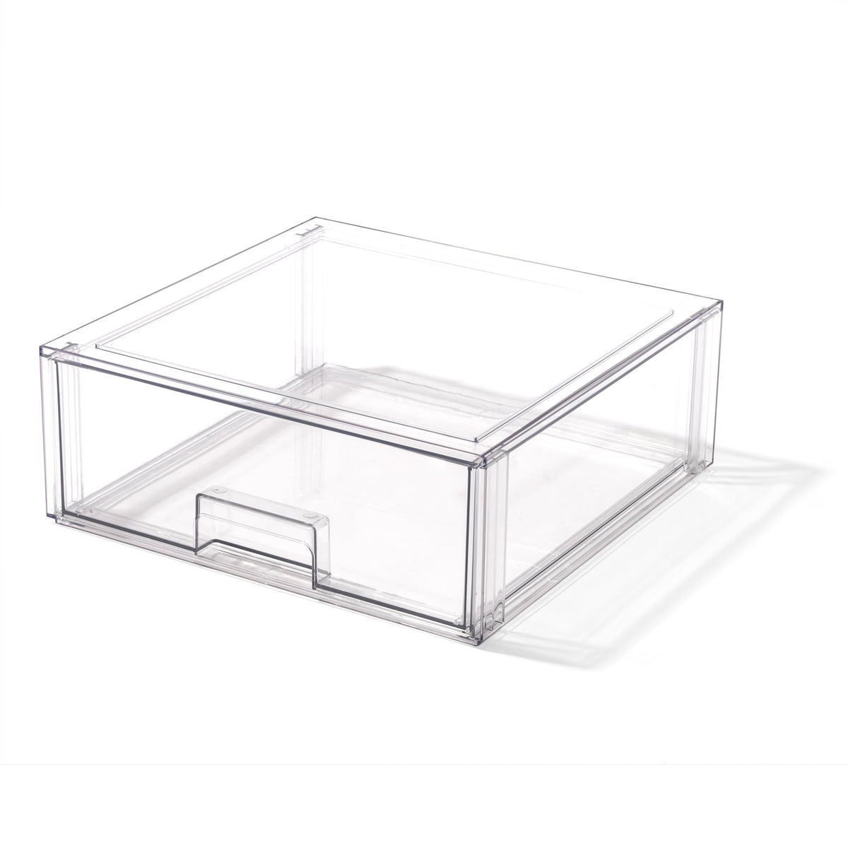 BINO Clear XL Stackable Drawer on a pantry shelf for easy visibility