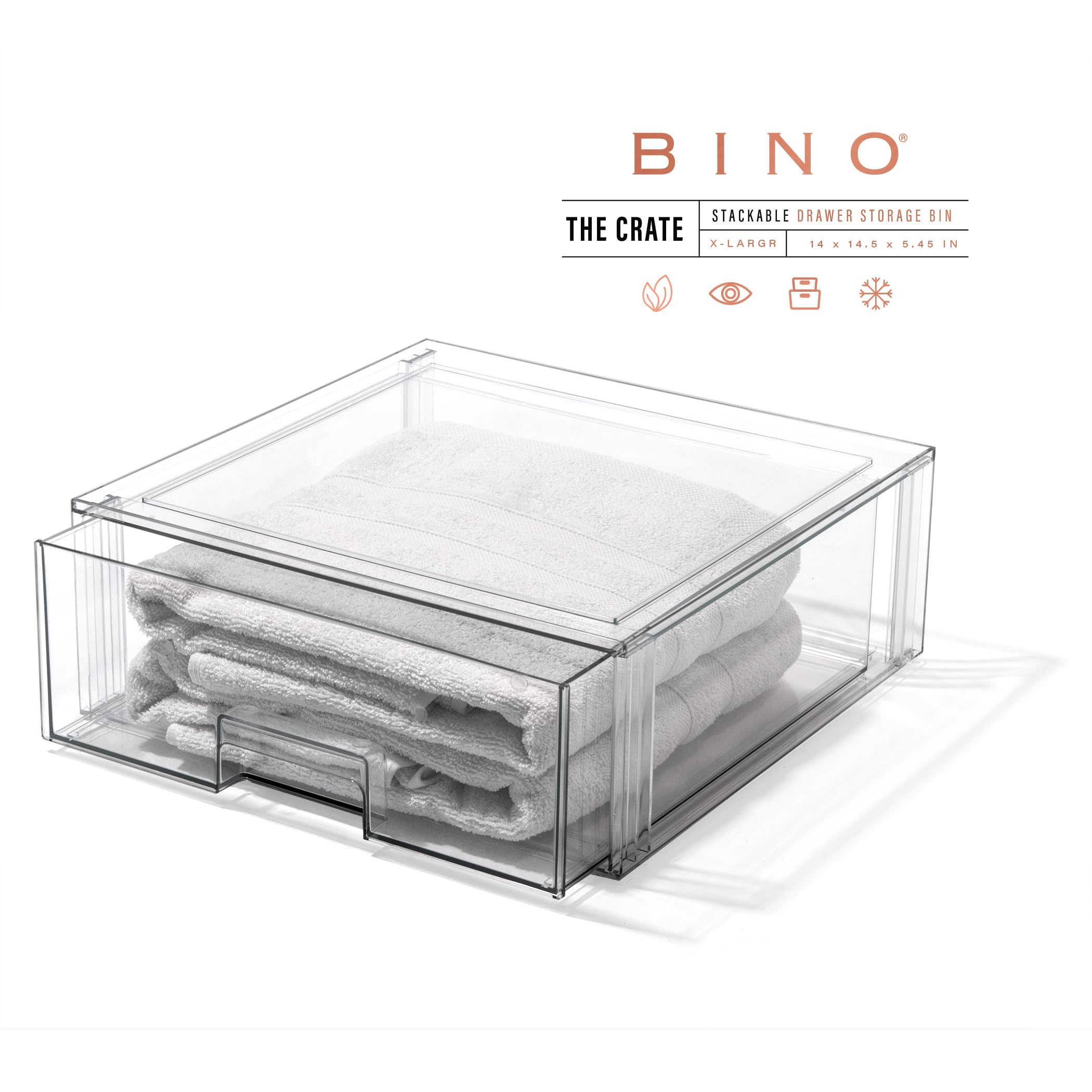 BINO Clear XL Stackable Drawer under-sink or vanity storage for tidy spaces