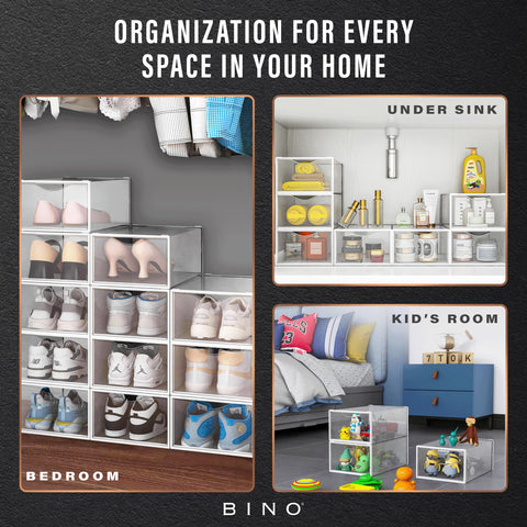 BINO closet organization solution keeps shoes neatly arranged.