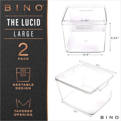 BINO Lucid bins 2-pack handles close-up showing built-in grips.