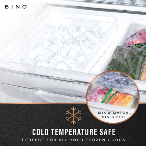 BINO Lucid bins with rounded corners for safe handling and surface protection.