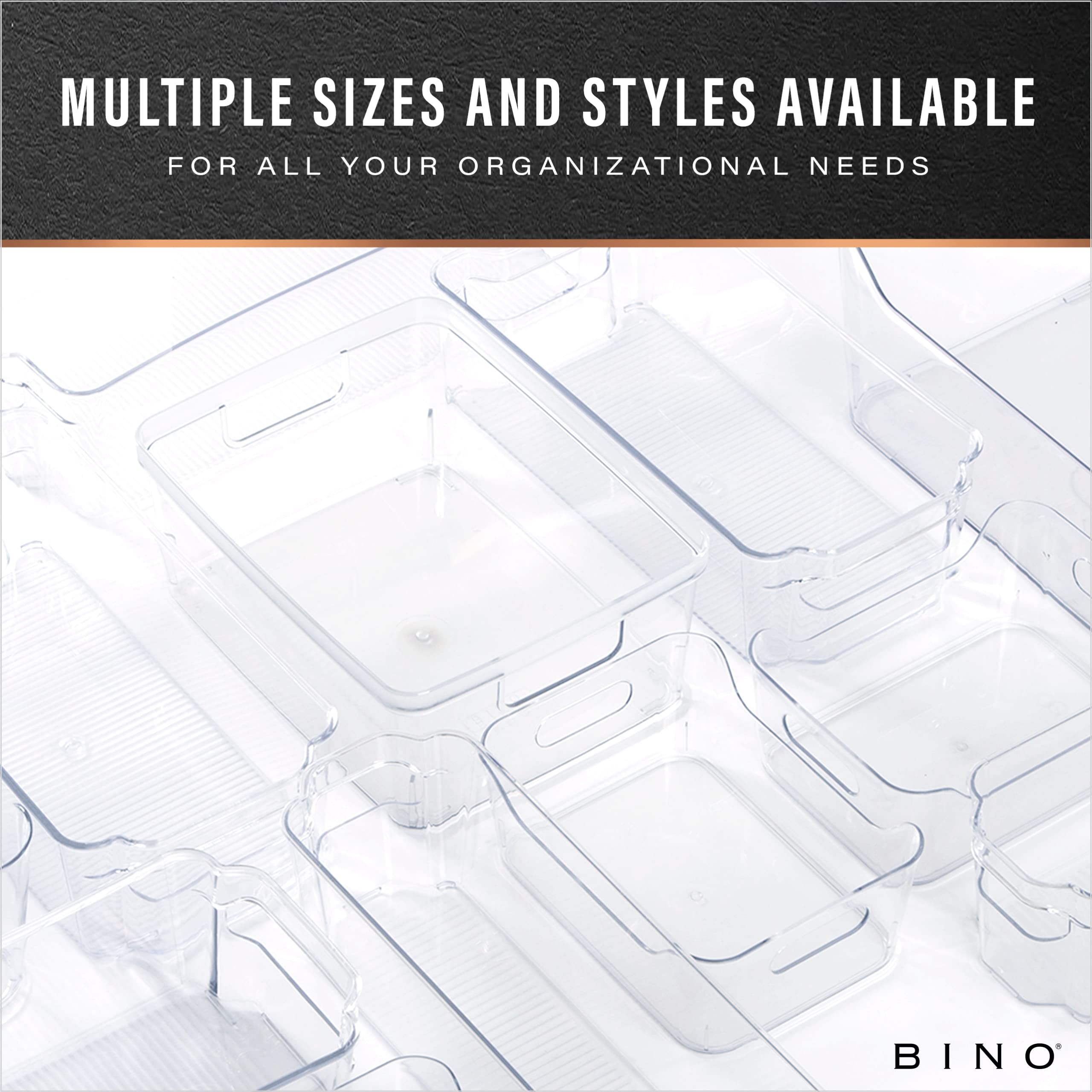 BINO Large 14x12x8.75 inches Lucid bin size fits wide spaces and fridges.