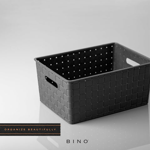 BINO plastic storage basket medium black in kitchen or bathroom for small item storage.