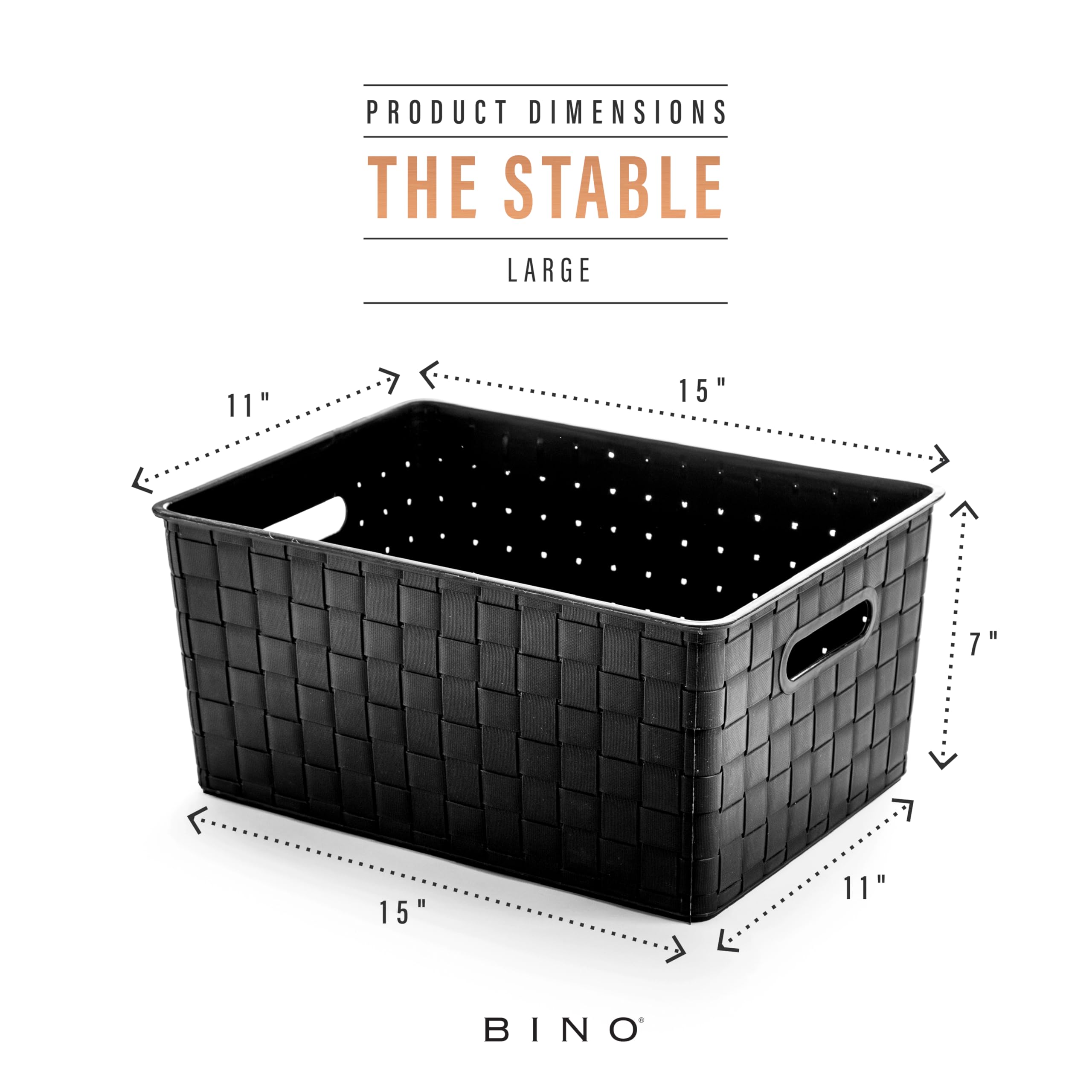 BINO large black basket stackable design keeps shelves neat and space-efficient.