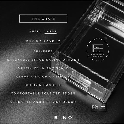 BINO see-through storage bin provides quick identification of fridge essentials