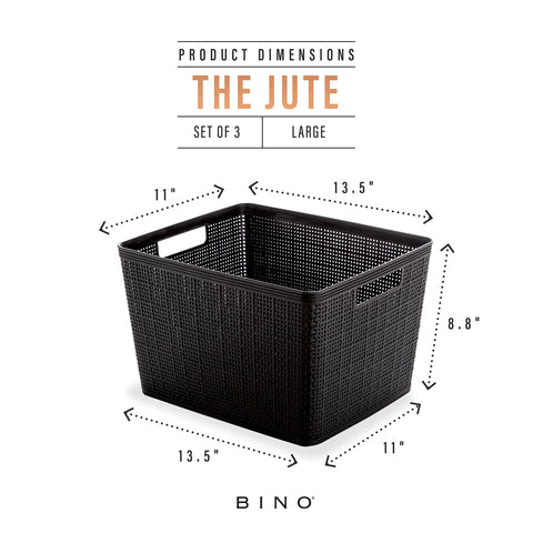 BINO large black basket in closet highlights versatile toy and tool storage