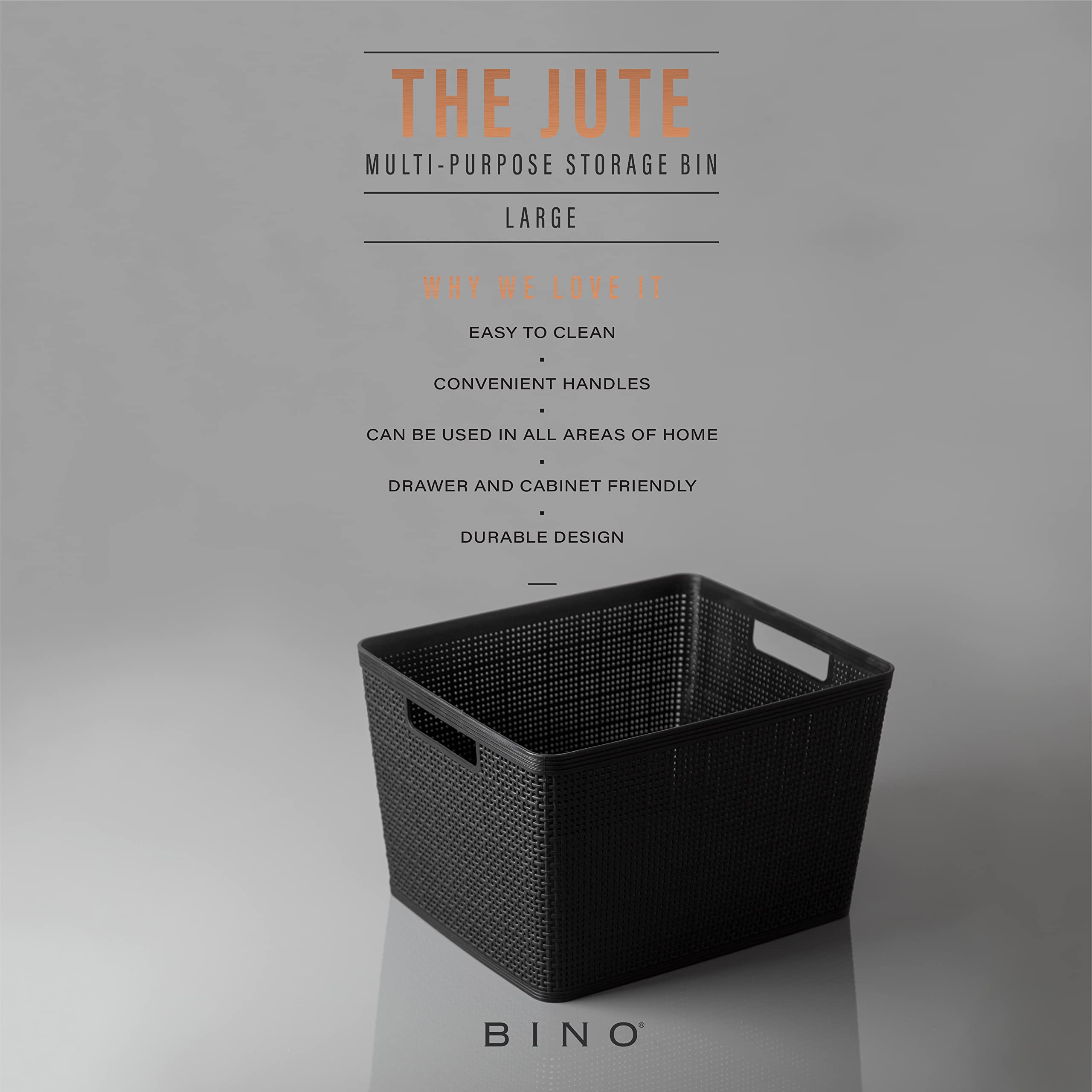 BINO large black baskets stacked demonstrate space-saving vertical organization