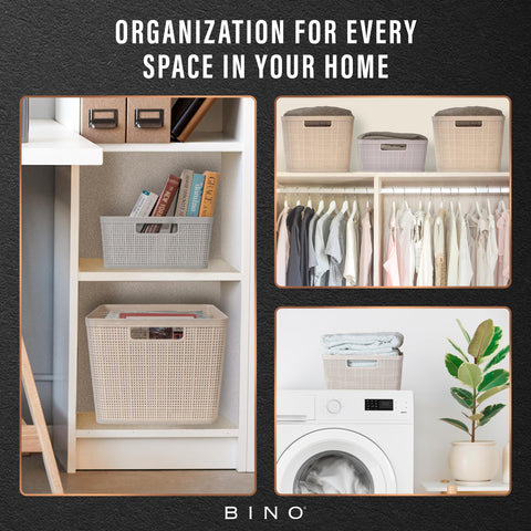 BINO woven plastic basket drawer-organizer makes small spaces organized
