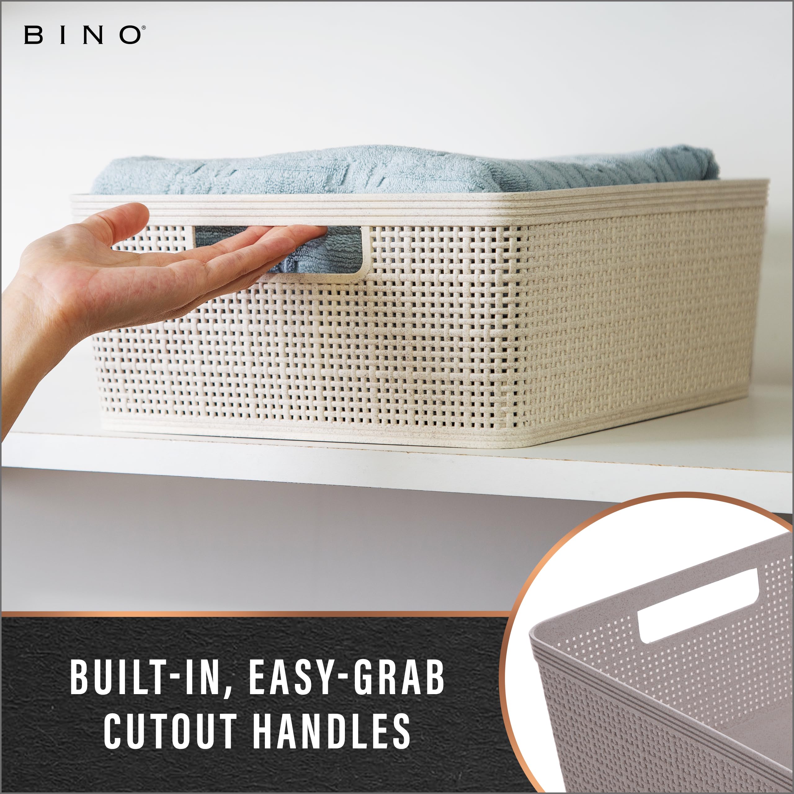 BINO basket pantry setup improves visibility and quick item retrieval.
