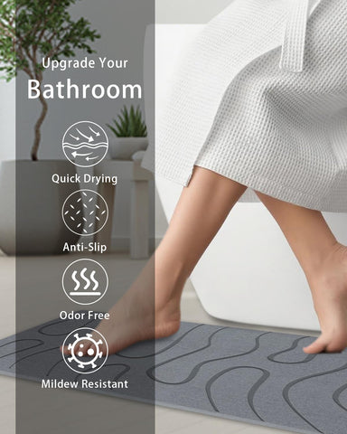 BIOIWGY 16x24 gray stone mat fits most spaces and styles.