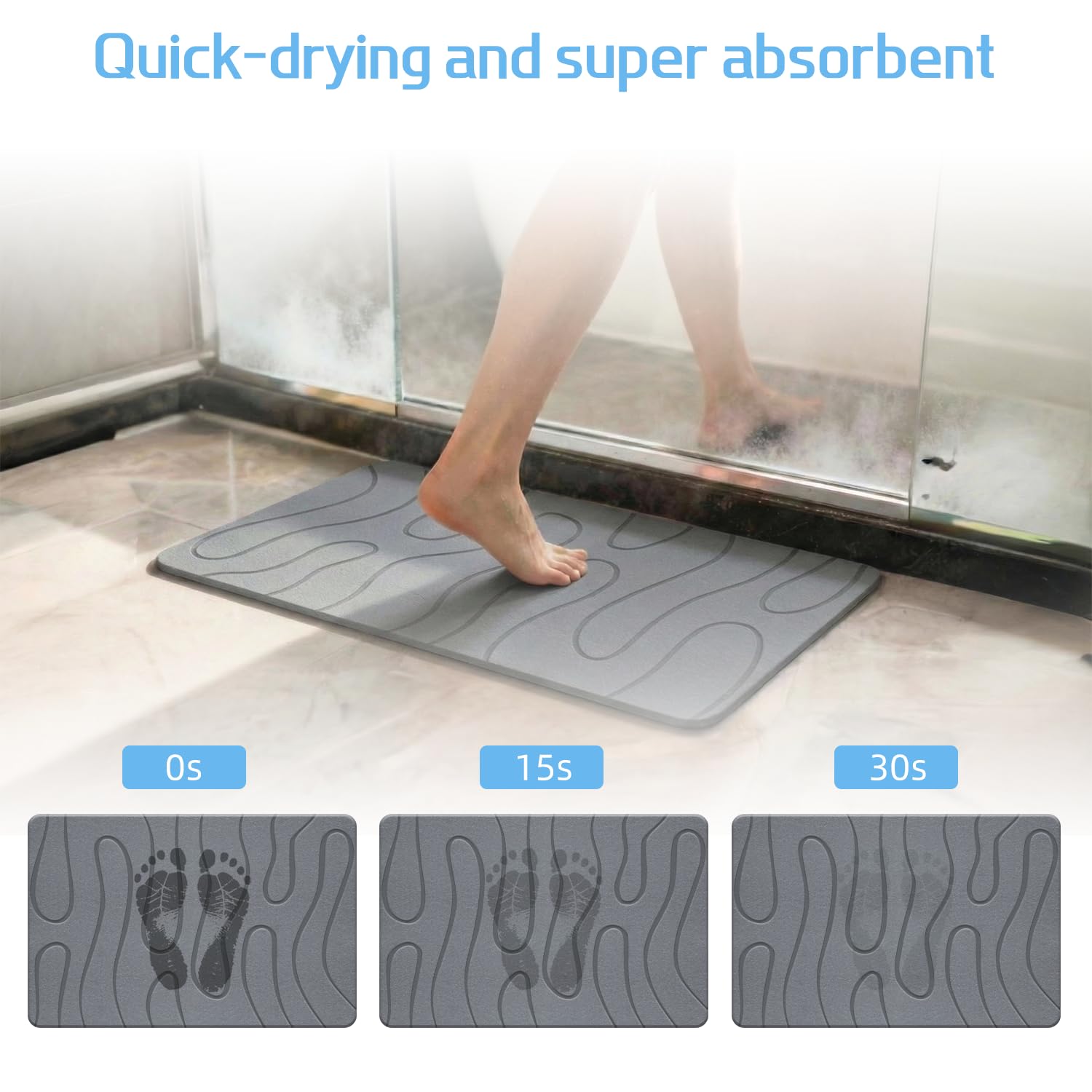 BIOIWGY bath mat textured surface for secure footing after the shower.
