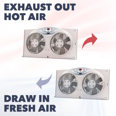 Bionaire window fan fits 24–36 inch windows with adaptable sizing.