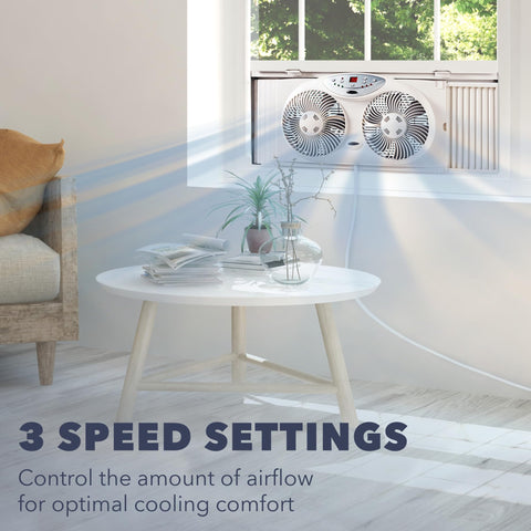 Bionaire window fan remote control for convenient operation from the room.