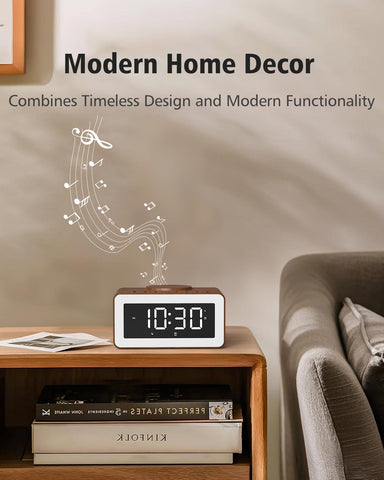 Biseoamz compact 5-in-1 clock fits desks, nightstands, and shelves.
