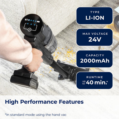 Bissell 24V Max lithium-ion battery demonstrates high energy density for longer vacuum sessions