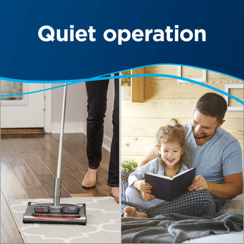 Bissell Perfect Sweep Turbo compact design for under-furniture maneuverability.
