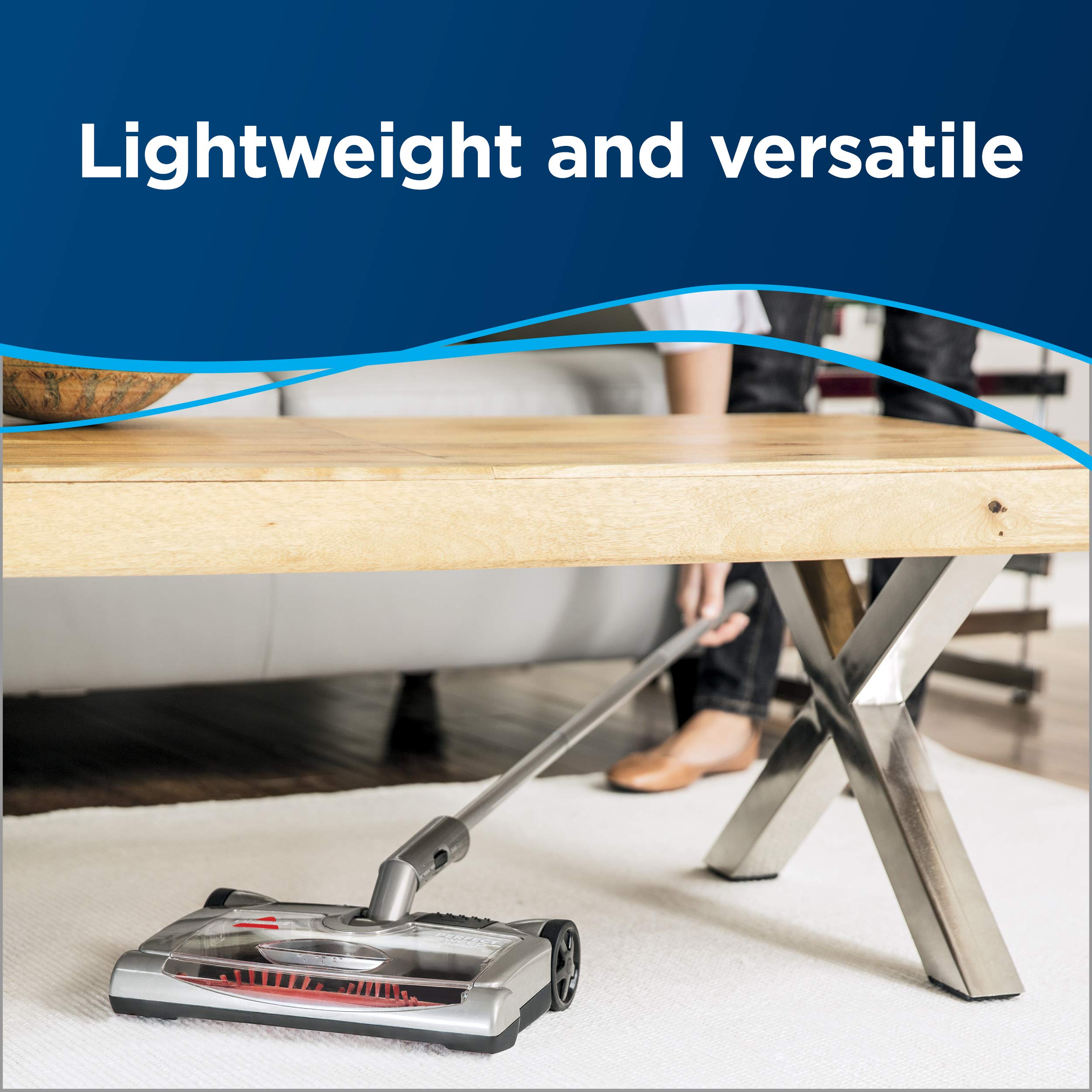 Bissell cordless sweeper operates quietly for unobtrusive cleaning.