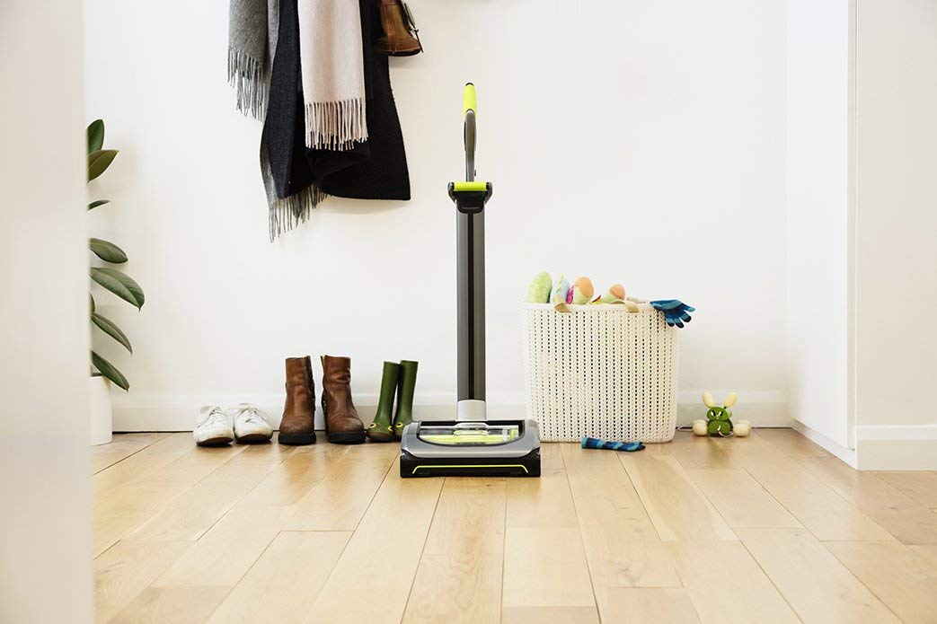 Bissell Air Ram cordless vacuum with lay-flat handle for cleaning under furniture.