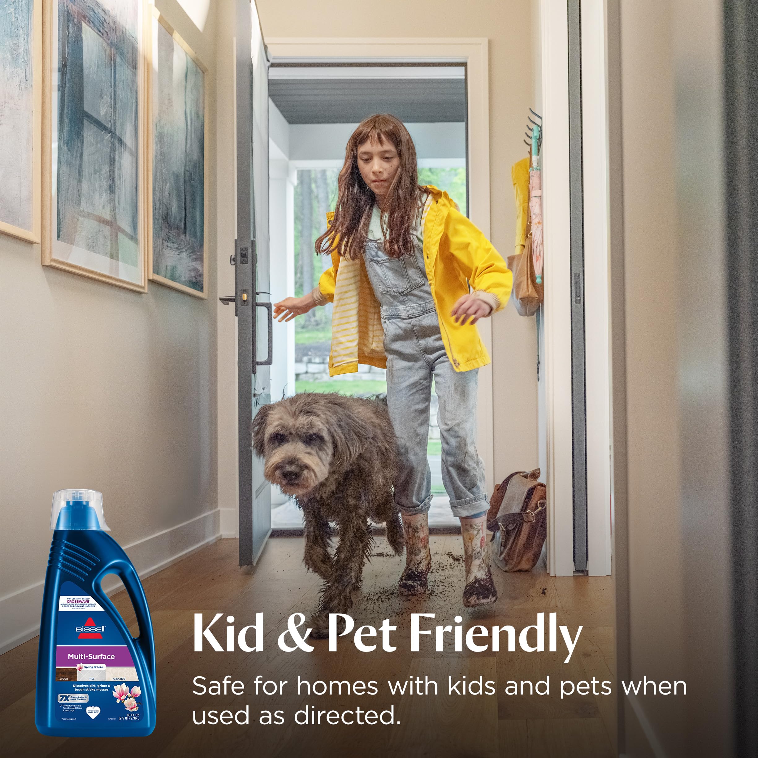 Bissell formula label highlighting biodegradable detergents and no heavy metals.