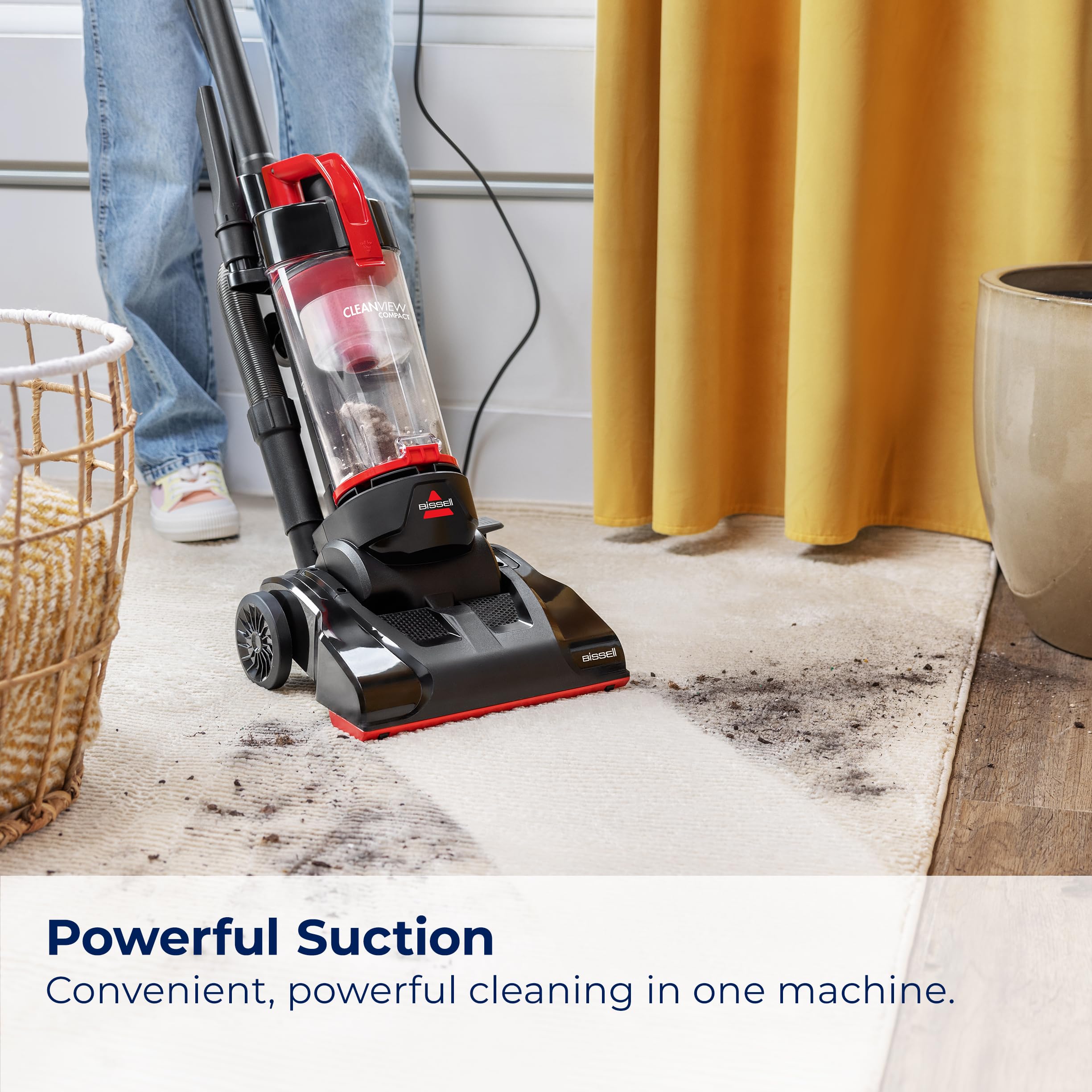 Bissell CleanView Compact 23-foot cord provides extended reach coverage.