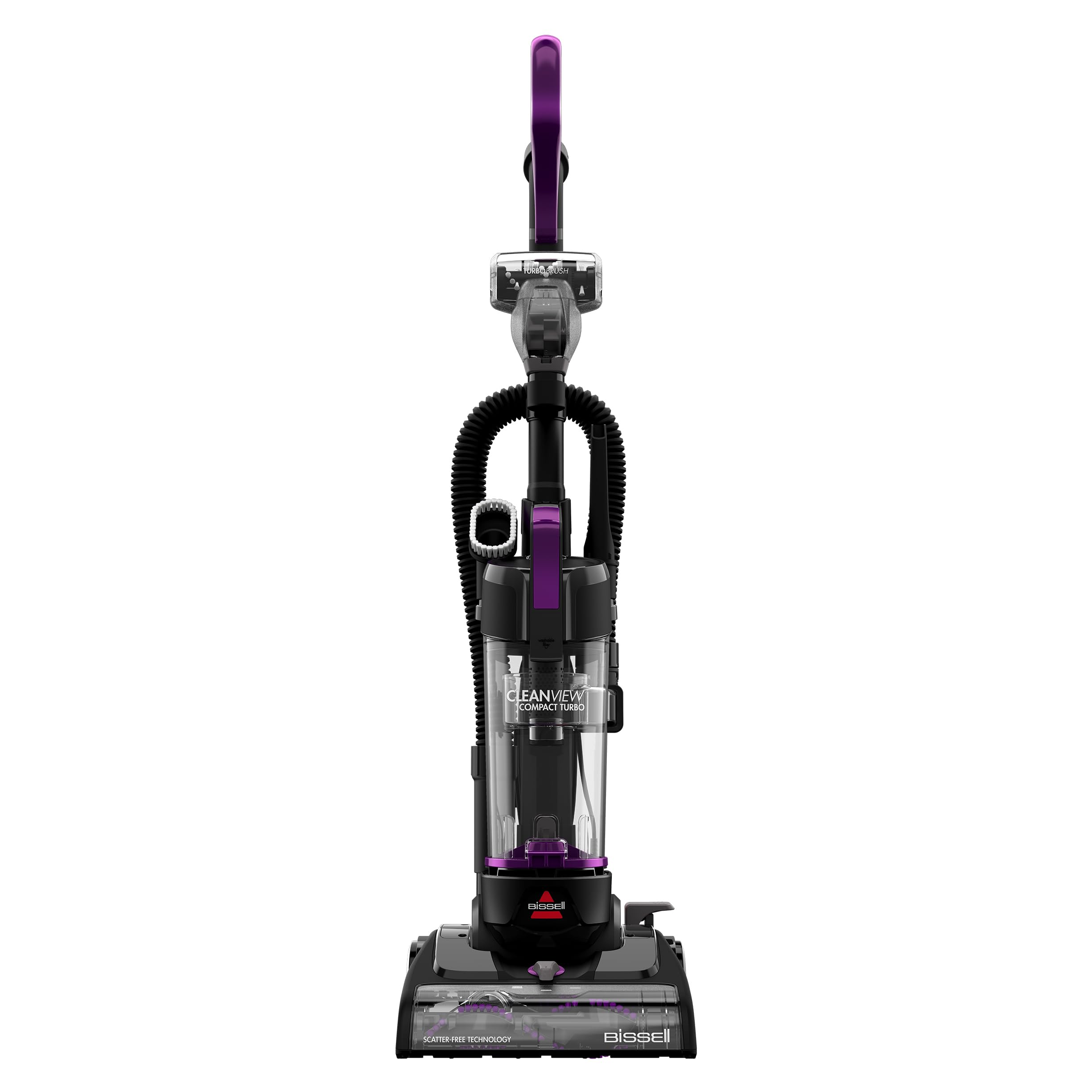 Bissell CleanView Compact Turbo front view highlighting its lightweight, easy-to-maneuver design for apartments