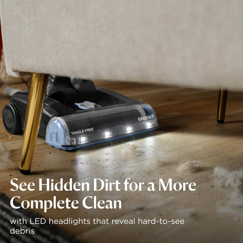Bissell CleanView Max LED headlights illuminate hidden debris