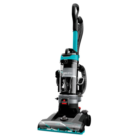 Bissell CleanView Rewind Pet vacuum with automatic cord rewind for easy storage.