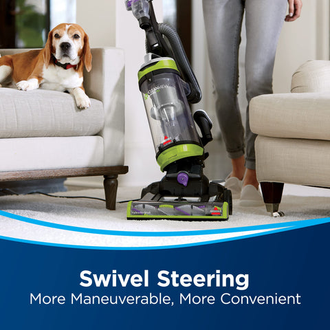 Bissell CleanView Swivel Pet Upright Vacuum shows scatter-free tech on hard floors.
