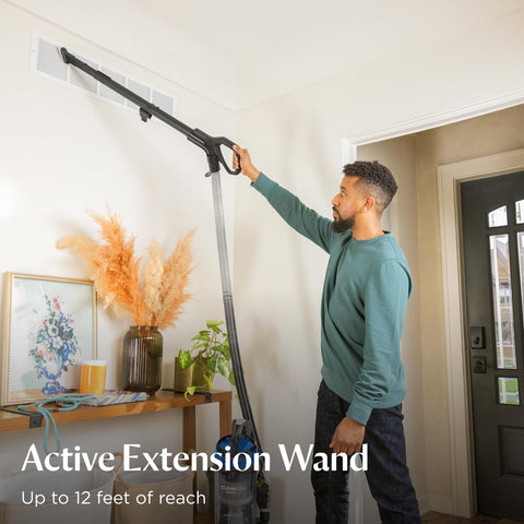 Bissell CleanView Swivel steers easily around furniture for quick cleaning.