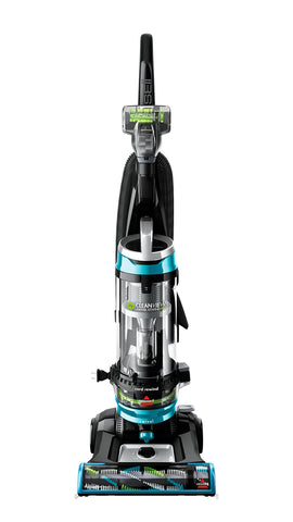 Bissell CleanView Swivel Rewind Pet upright front view showing the teal vacuum.