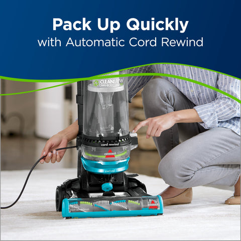 Bissell CleanView Swivel Rewind Pet upright featuring triple-action brush roll.