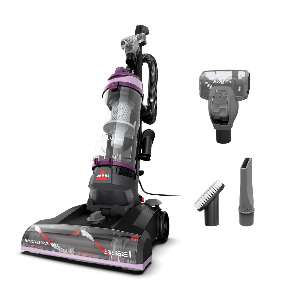 Bissell CleanView 4438 front view shows powerful suction for everyday messes