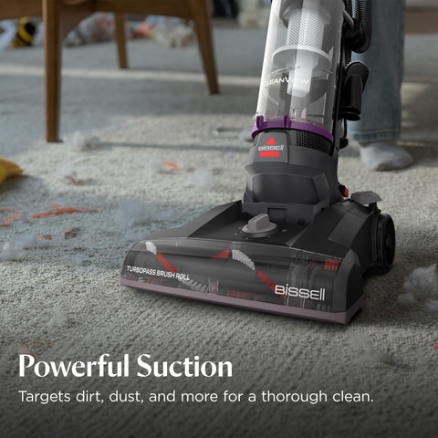 Bissell CleanView 4438 side view highlights wide cleaning path for faster coverage