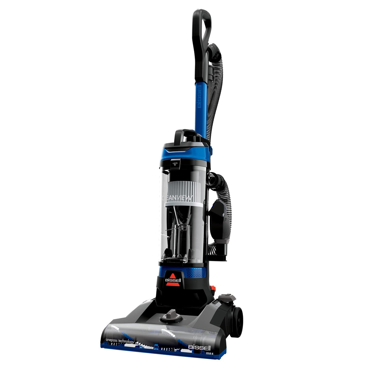 Bissell CleanView upright vacuum front view, highlighting lightweight design for easy cleaning.