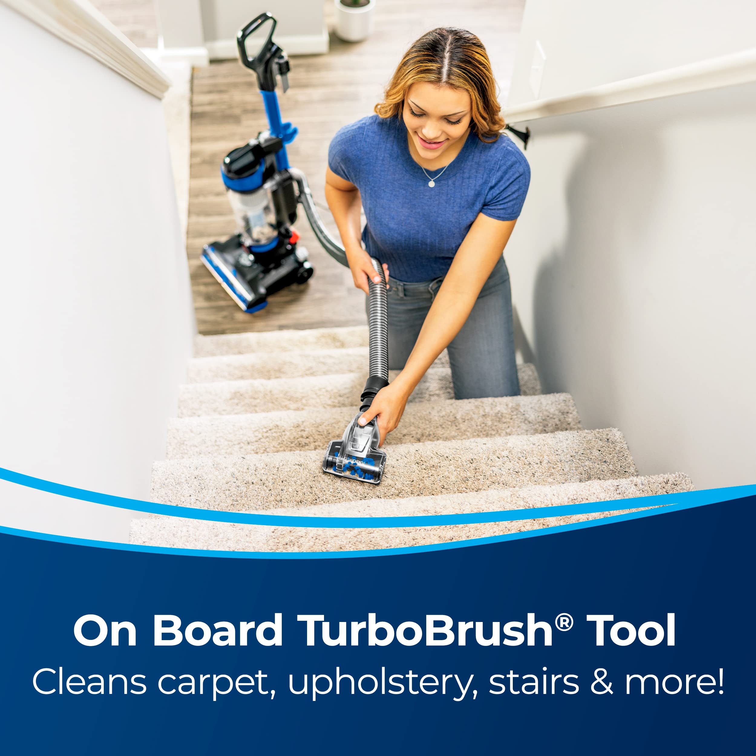 Bissell CleanView Scatter-Free hard floor cleaning reduces debris scatter.