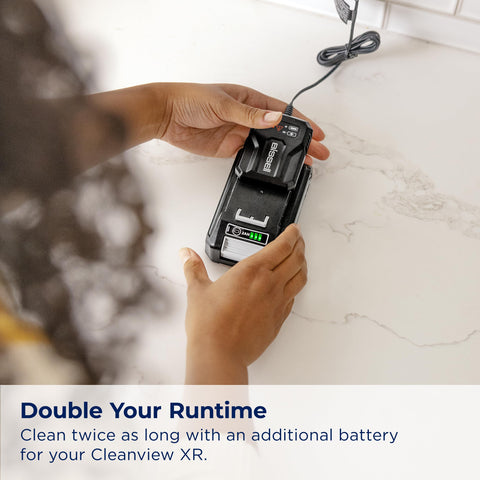 Bissell CleanView XR Pet battery connection for quick swap during pet mess cleanups