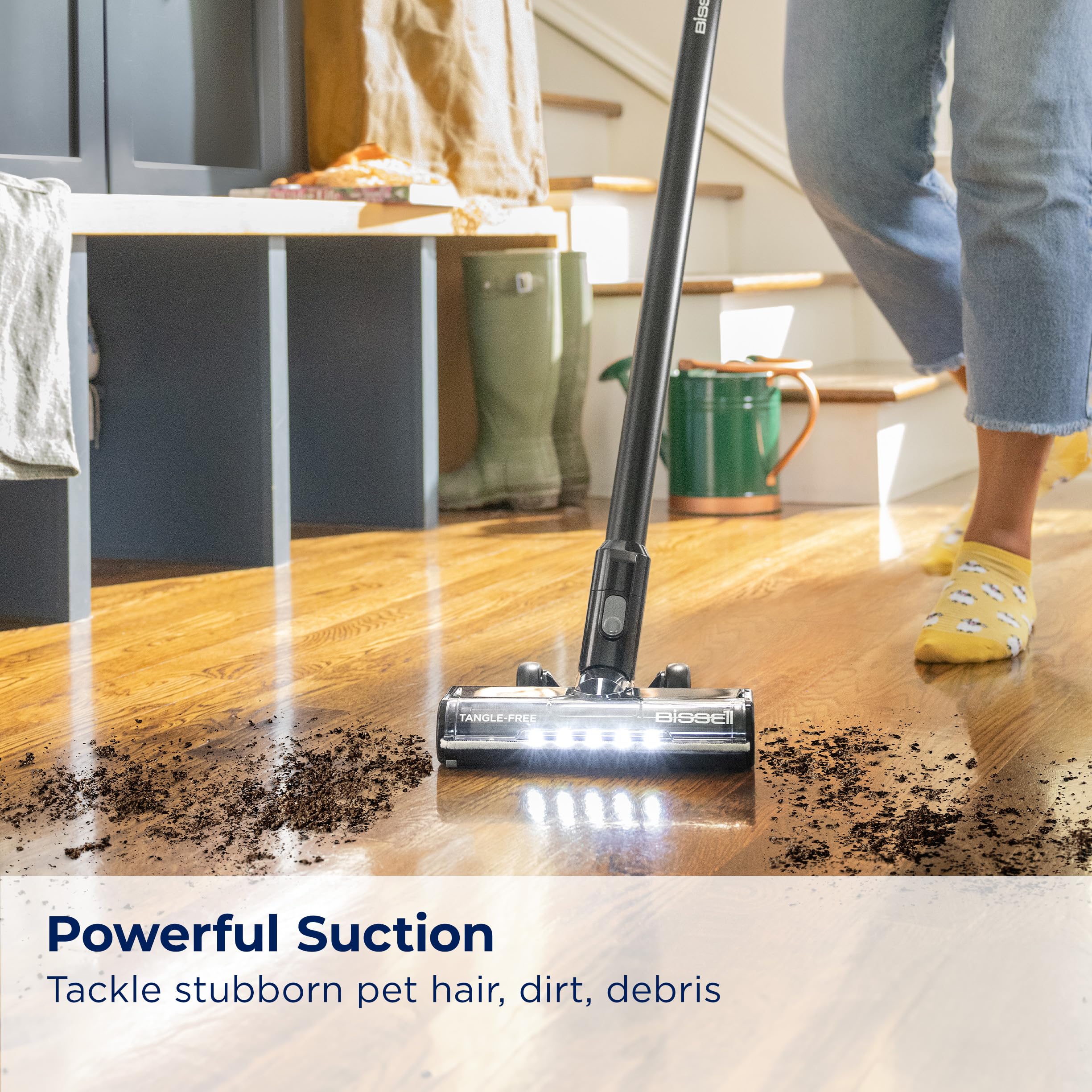 Bissell CleanView XR removable battery enables easy charging on the go.