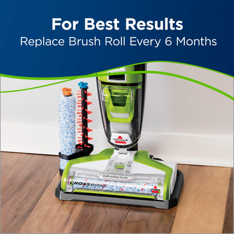 Bissell CrossWave multi-surface brush roll on floor demonstrates versatile cleaning