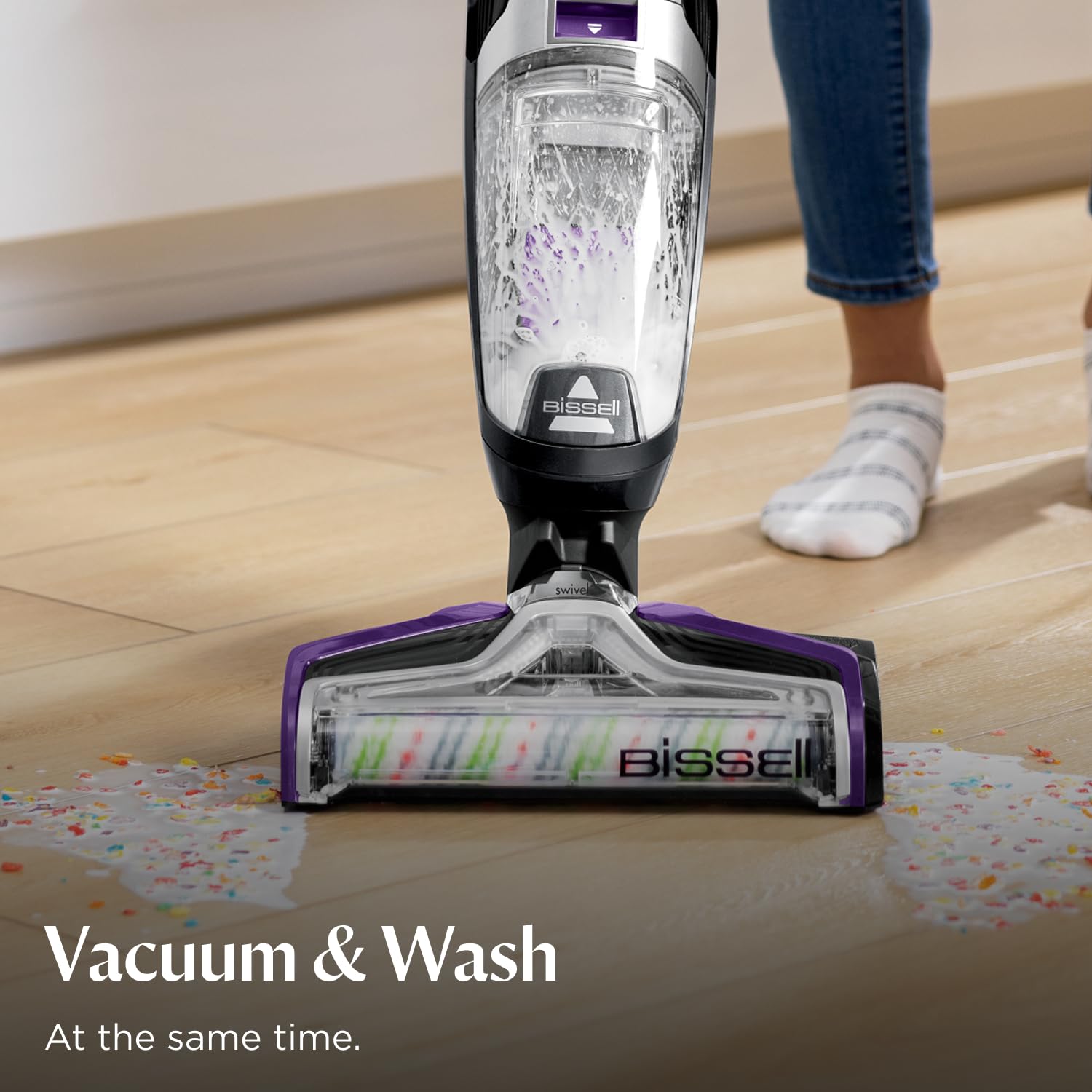Bissell CrossWave Pet Pro hair strainer simplifies post-cleanup.