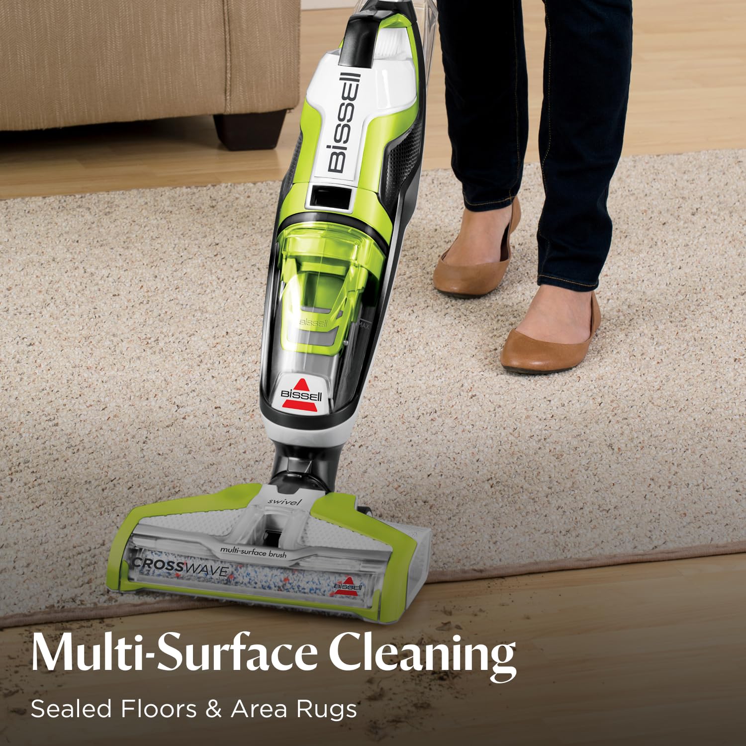 Bissell CrossWave Turbo dual-action brush roll cleans with up to 3000 RPM.