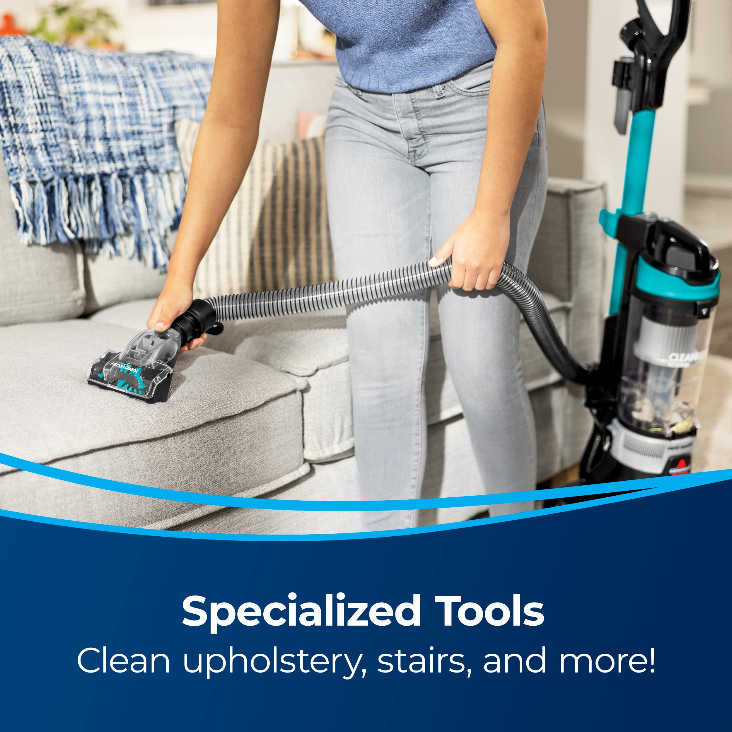 Bissell Easy Empty Dirt Tank simplifies disposal after cleaning.