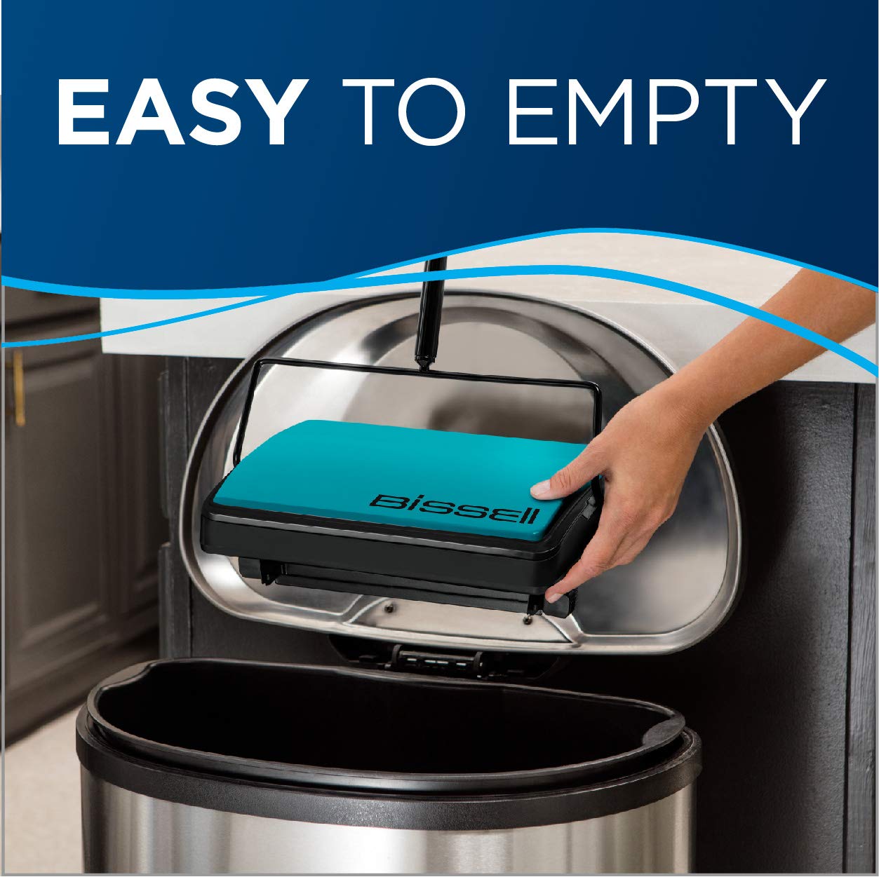 Bissell Easy Sweep 2484A Teal dual bins for easy emptying