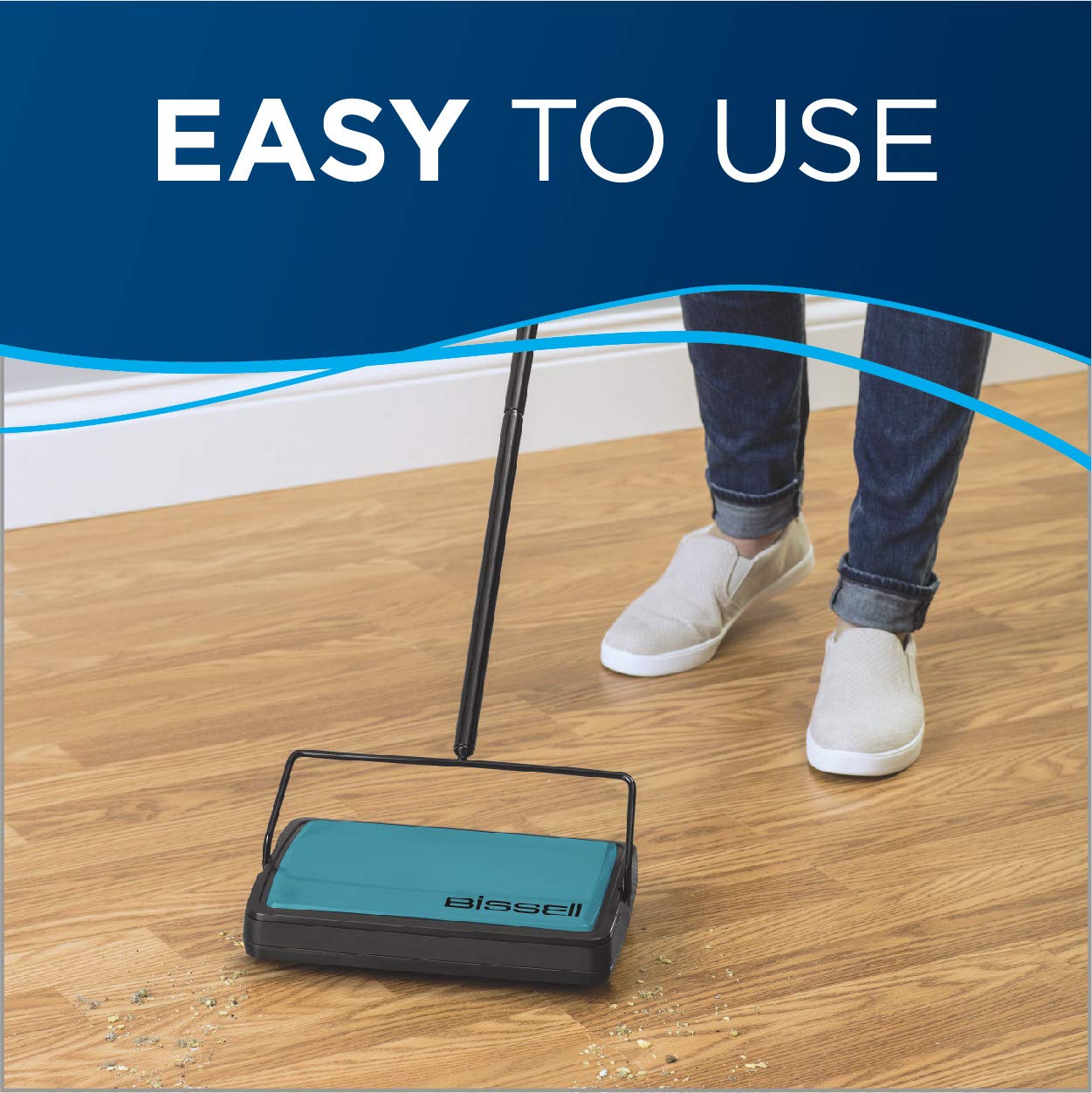 Bissell Easy Sweep 2484A Teal side profile highlighting lightweight design