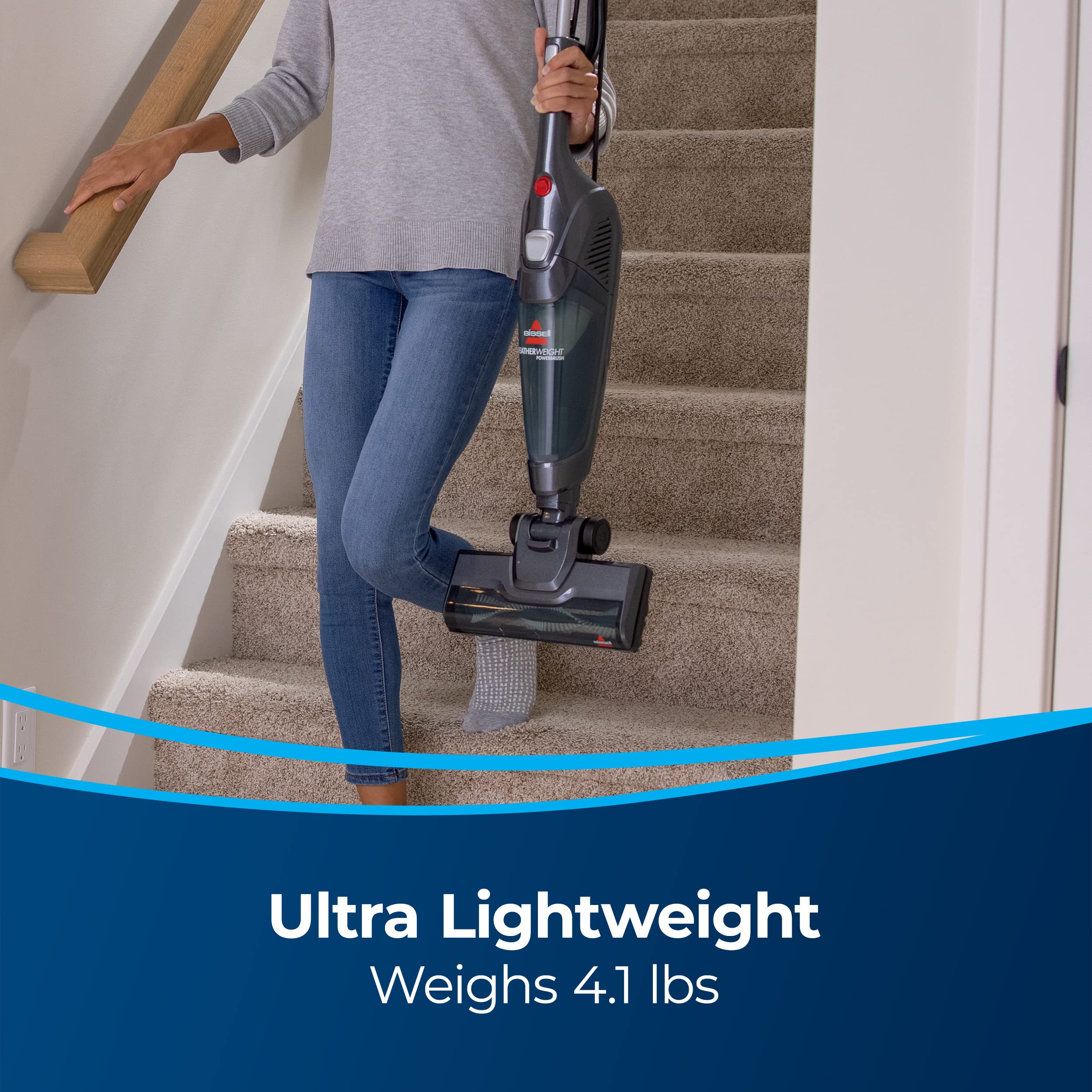 Bissell Featherweight PowerBrush crevice-tool access for tight spaces.