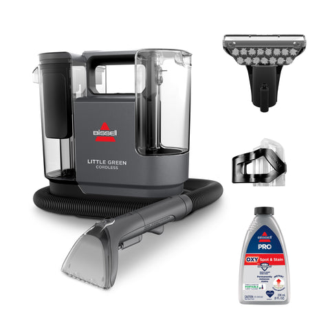 Bissell Little Green Cordless cleaner front view for easy storage and quick cleanup