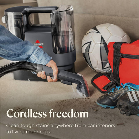 Bissell Little Green Cordless cleaning upholstery and fabrics effectively