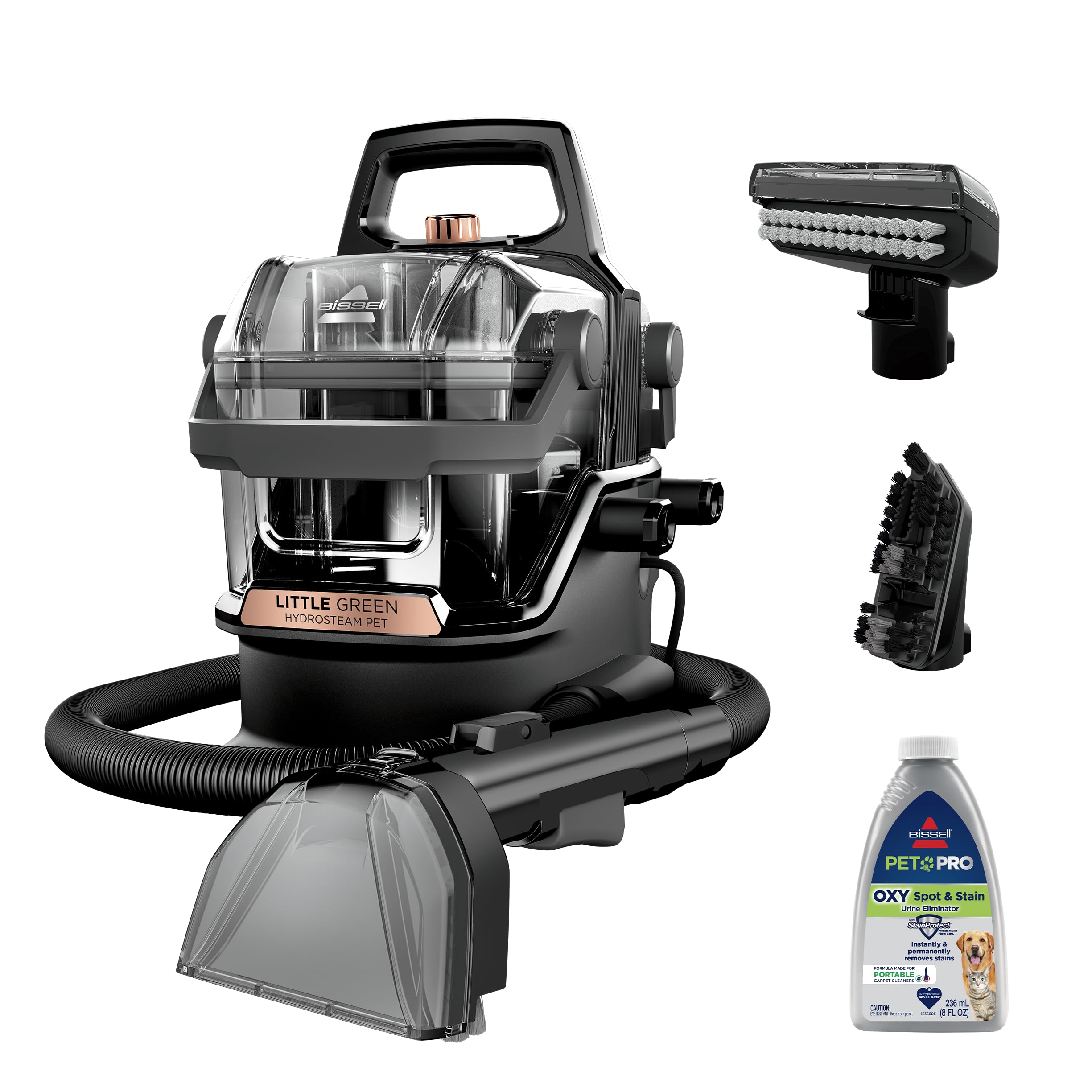 Bissell Little Green HydroSteam cleaner front view for portable carpet and car cleaning