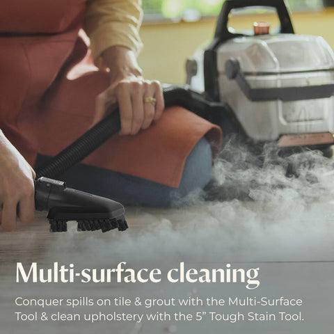 Bissell Little Green HydroSteam multi-surface tool cleans tile and sneakers